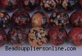 COB664 15.5 inches 12mm round red snowflake obsidian beads