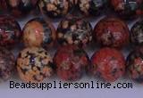 COB665 15.5 inches 14mm round red snowflake obsidian beads