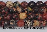 COB677 15.5 inches 6mm faceted round red snowflake obsidian beads