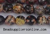 COB678 15.5 inches 8mm faceted round red snowflake obsidian beads