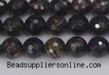 COB685 15.5 inches 6mm faceted round golden black obsidian beads