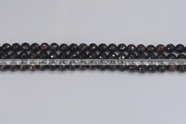 COB685 15.5 inches 6mm faceted round golden black obsidian beads