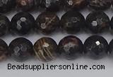 COB686 15.5 inches 8mm faceted round golden black obsidian beads