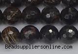 COB687 15.5 inches 10mm faceted round golden black obsidian beads