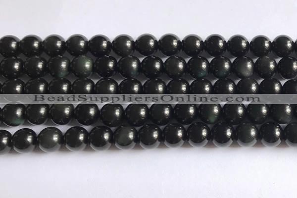 COB722 15.5 inches 8mm round black obsidian gemstone beads