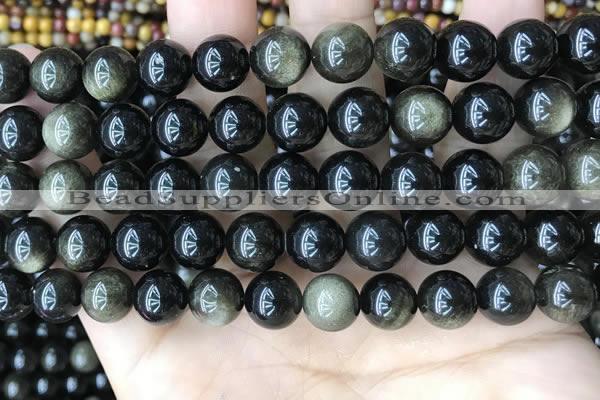 COB768 15.5 inches 10mm round golden obsidian beads wholesale