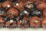 COB775 15 inches 6mm faceted round mahogany obsidian beads