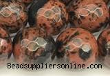 COB778 15 inches 12mm faceted round mahogany obsidian beads