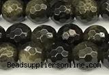 COB785 15 inches 6mm faceted round golden obsidian beads