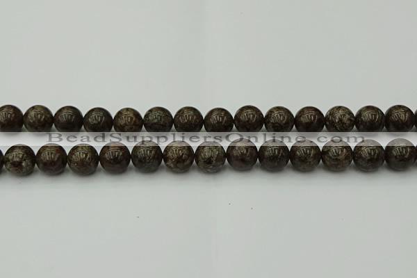 COB804 15.5 inches 12mm round red snowflake obsidian beads