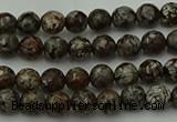 COB810 15.5 inches 4mm faceted round red snowflake obsidian beads