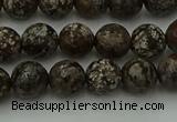 COB812 15.5 inches 8mm faceted round red snowflake obsidian beads