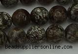 COB813 15.5 inches 10mm faceted round red snowflake obsidian beads