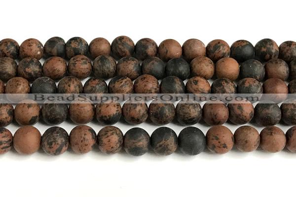 COB824 15 inches 12mm round matte mahogany obsidian beads