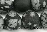 COB829 15 inches 12mm round matte snowflake obsidian beads