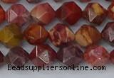 COJ1002 15.5 inches 8mm faceted nuggets red porcelain jasper beads