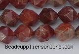 COJ1007 15.5 inches 8mm faceted nuggets pomegranate jasper beads