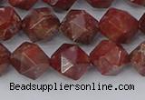 COJ1008 15.5 inches 10mm faceted nuggets pomegranate jasper beads