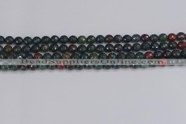 COJ311 15.5 inches 6mm faceted round Indian bloodstone beads