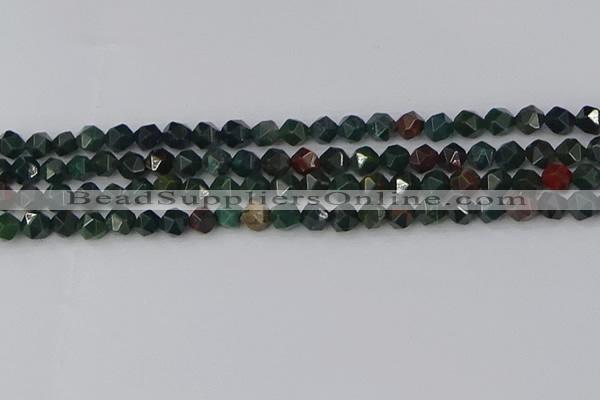 COJ320 15.5 inches 6mm faceted nuggets Indian bloodstone beads