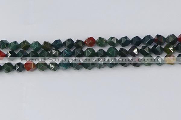 COJ321 15.5 inches 8mm faceted nuggets Indian bloodstone beads