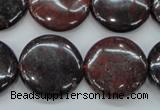 COJ35 15.5 inches 22mm flat round blood jasper gemstone beads