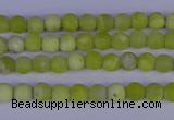 COJ400 15.5 inches 4mm round matte olive jade beads wholesale