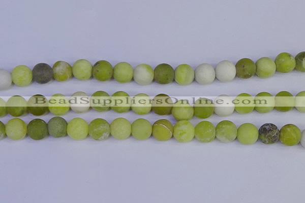 COJ405 15.5 inches 14mm round matte olive jade beads wholesale