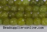 COJ409 15.5 inches 6mm faceted round olive jade beads