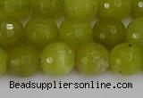 COJ411 15.5 inches 10mm faceted round olive jade beads