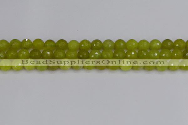 COJ411 15.5 inches 10mm faceted round olive jade beads