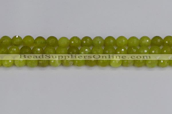 COJ412 15.5 inches 12mm faceted round olive jade beads