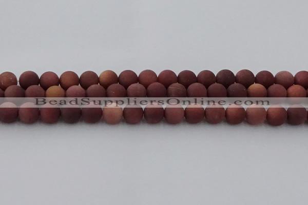 COJ473 15.5 inches 10mm round matte African blood jasper beads