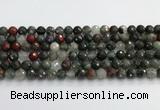 COJ485 15.5 inches 8mm faceted round blood jasper beads wholesale