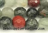 COJ495 15 inches 6mm faceted round blood jasper beads