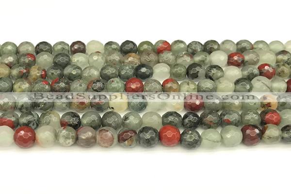 COJ495 15 inches 6mm faceted round blood jasper beads