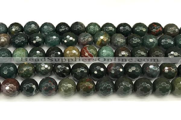 COJ503 15 inches 12mm faceted round Indian bloodstone jasper beads