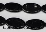 CON38 15.5 inches 14*24mm oval black onyx gemstone beads