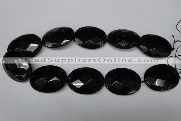 CON70 15.5 inches 30*40mm faceted oval black onyx gemstone beads