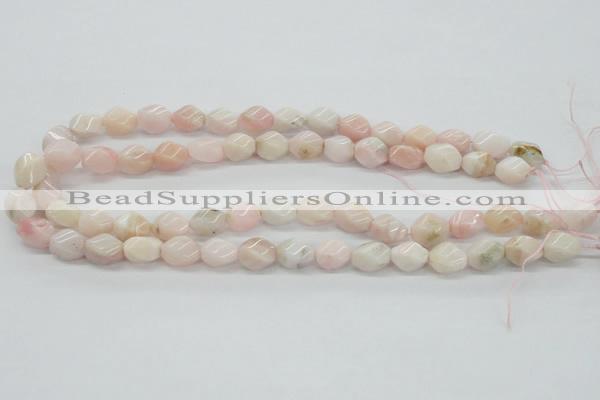 COP06 15.5 inches 9*12mm twisted rice natural pink opal beads wholesale