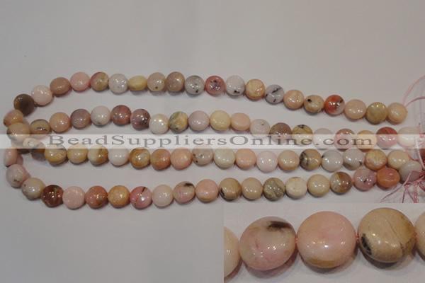 COP1012 15.5 inches 10mm flat round natural pink opal gemstone beads