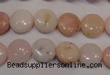 COP1014 15.5 inches 12mm flat round natural pink opal gemstone beads