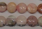 COP1015 15.5 inches 14mm flat round natural pink opal gemstone beads