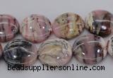 COP1260 15.5 inches 10mm flat round natural pink opal gemstone beads