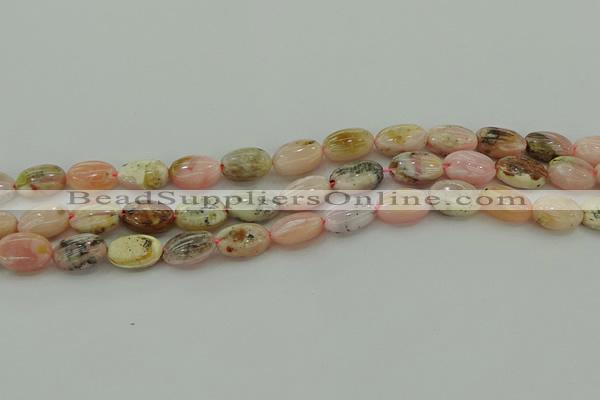 COP1290 15.5 inches 8*12mm oval natural pink opal beads