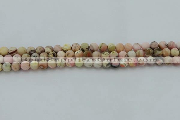 COP1331 15.5 inches 6mm round matte natural pink opal gemstone beads