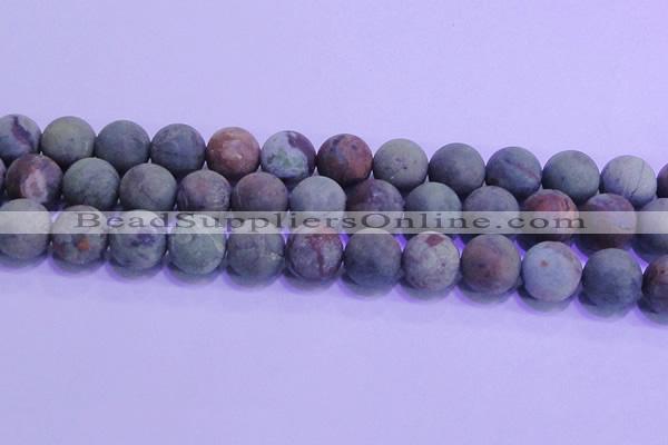 COP1356 15.5 inches 16mm round matte green opal gemstone beads