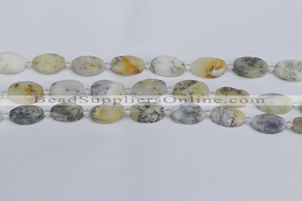 COP1432 15.5 inches 12*18mm oval white opal gemstone beads