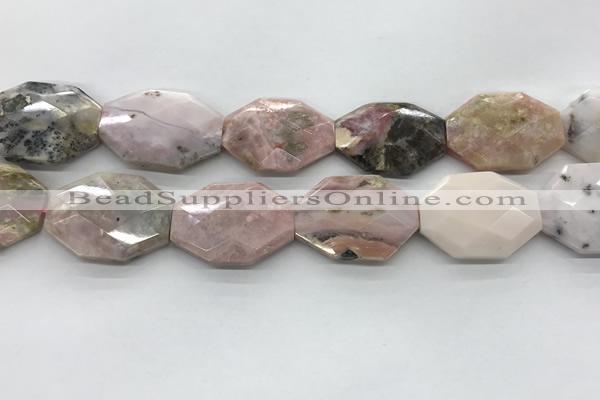 COP1499 28*38mm - 32*42mm faceted octagonal natural pink opal beads