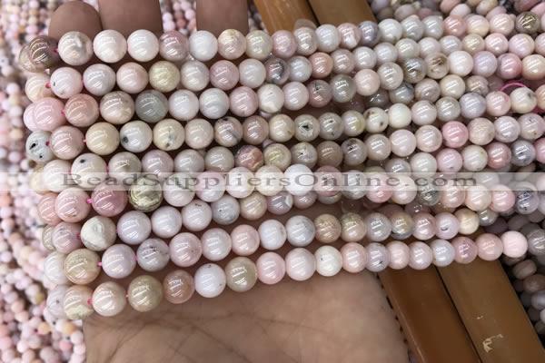 COP1541 15.5 inches 6mm round AB-color natural pink opal beads